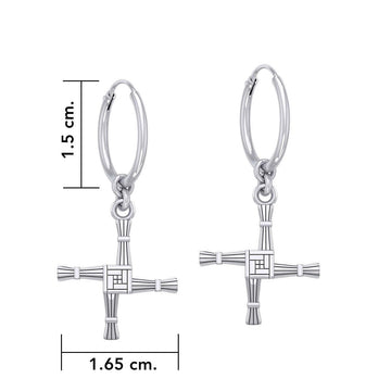 Small Brigids Cross Silver Hoop Earrings TER2106 - Jewelry